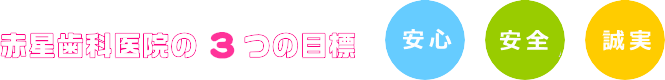 長崎県長崎市の赤星歯科医院の３つの目標　安心・安全・誠実